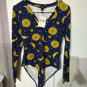 Celestial body suit blue and yellow